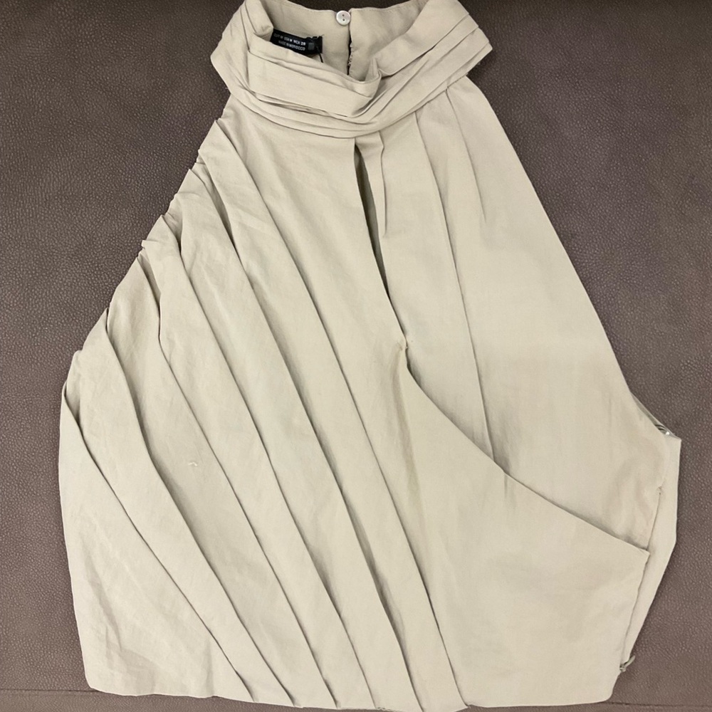 Zara Cream Pleated Crop Top